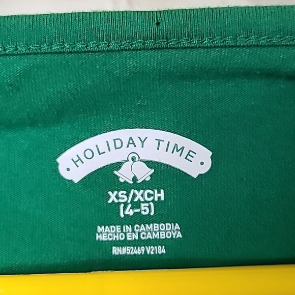 Santa Squad Girls 4/5 Santa Unicorn Reindeer Green Holiday T-Shirt Glitter Tee - Picture 4 of 5